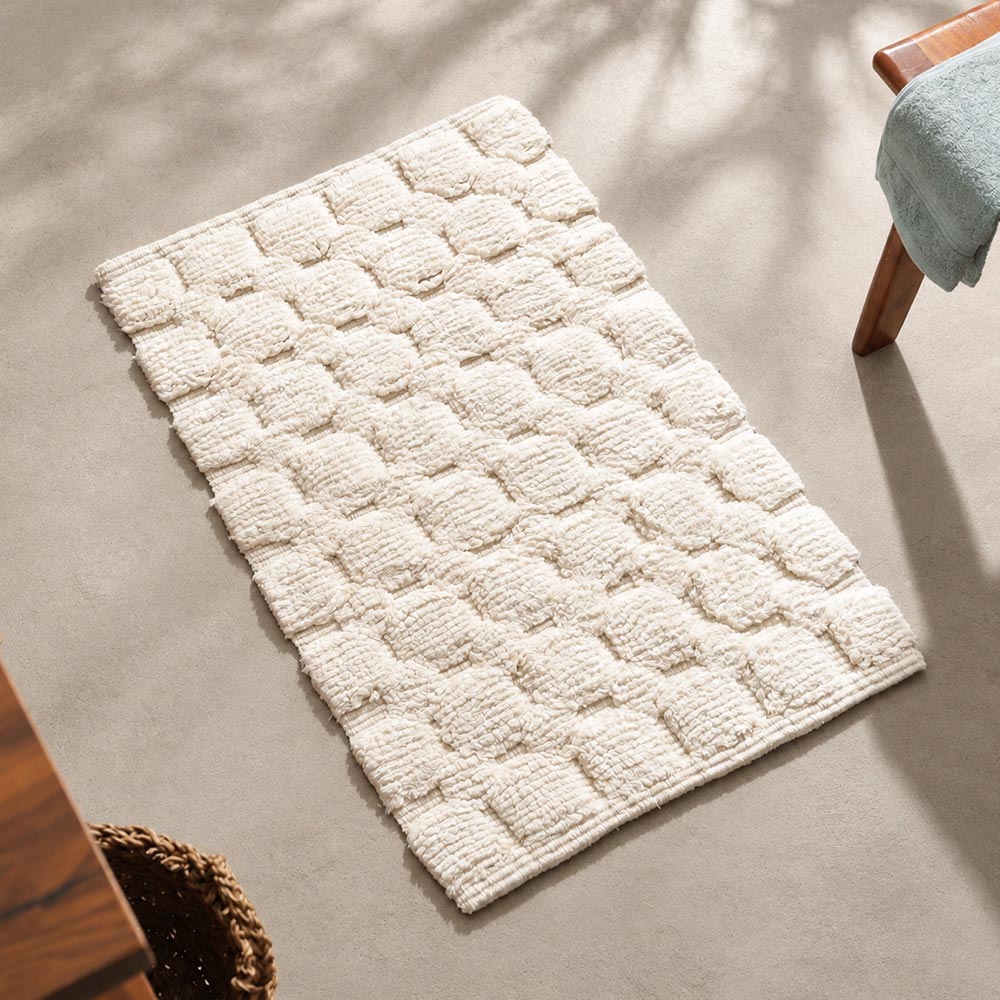Louis Trellis Handloom Bathmat - Ivory