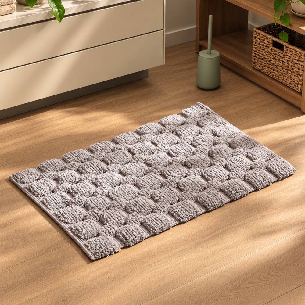 Louis Trellis Handloom Bathmat - Light Grey
