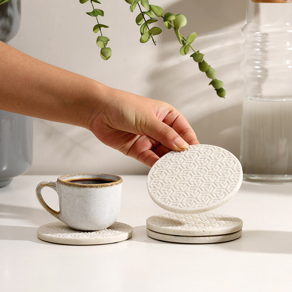 Lucas Round Coasters, Set of 4 - Speckled Cream
