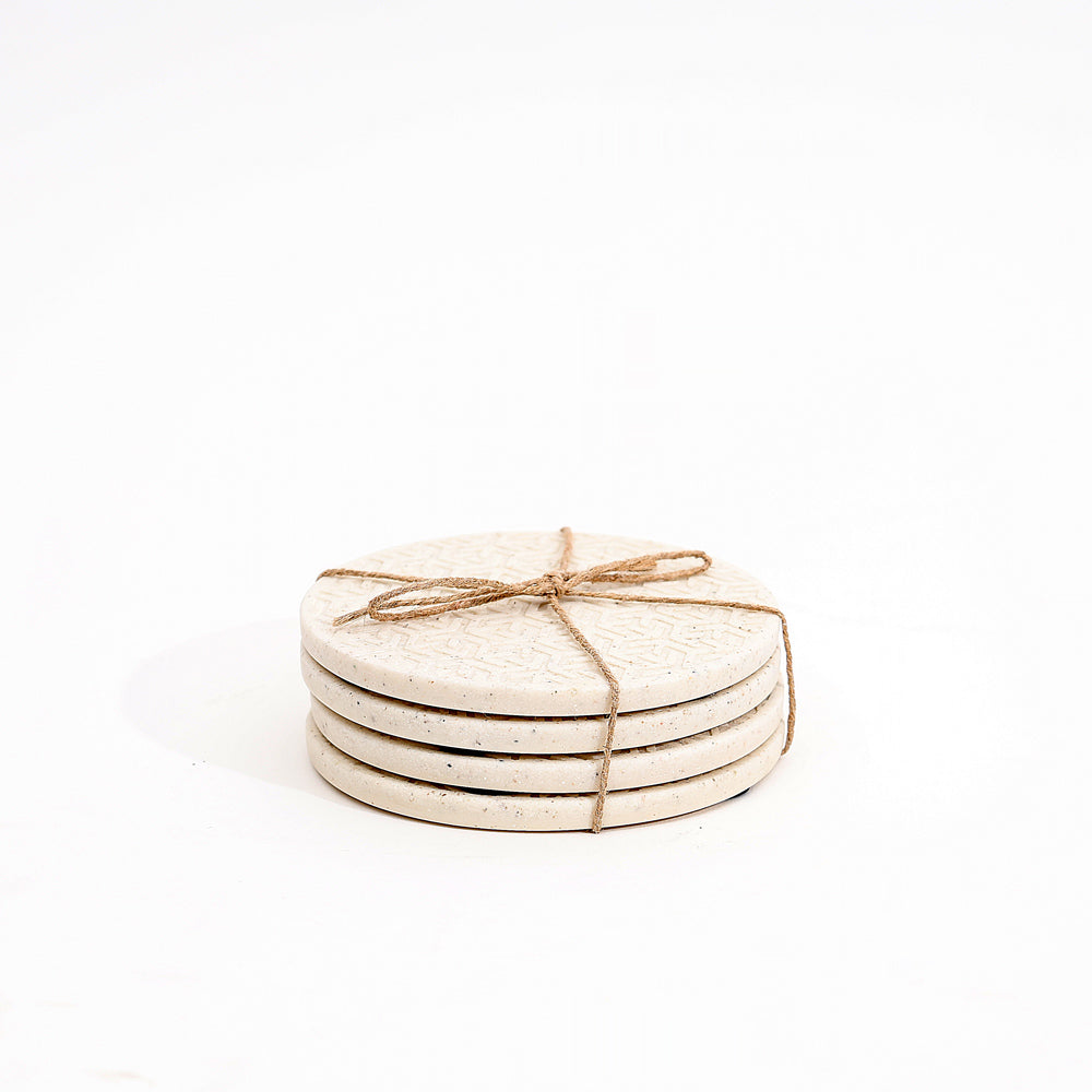 Lucas Round Coasters, Set of 4 - Speckled Cream