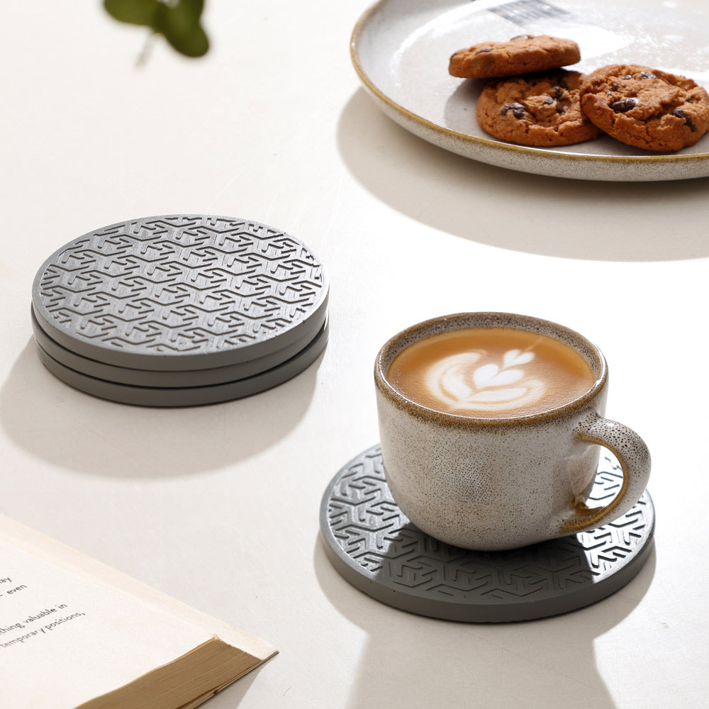 Lucas Round Coasters, Set of 4 - Speckled Grey