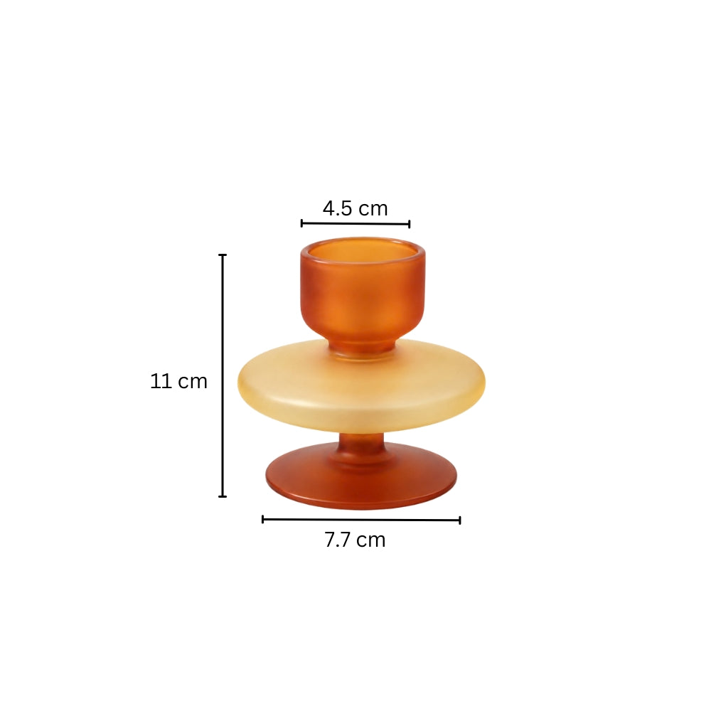 Lumine Glass Tealight Holder - Frosted Amber