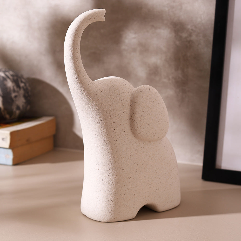 Luna Elephant Decorative Sculpture Large - Speckled White