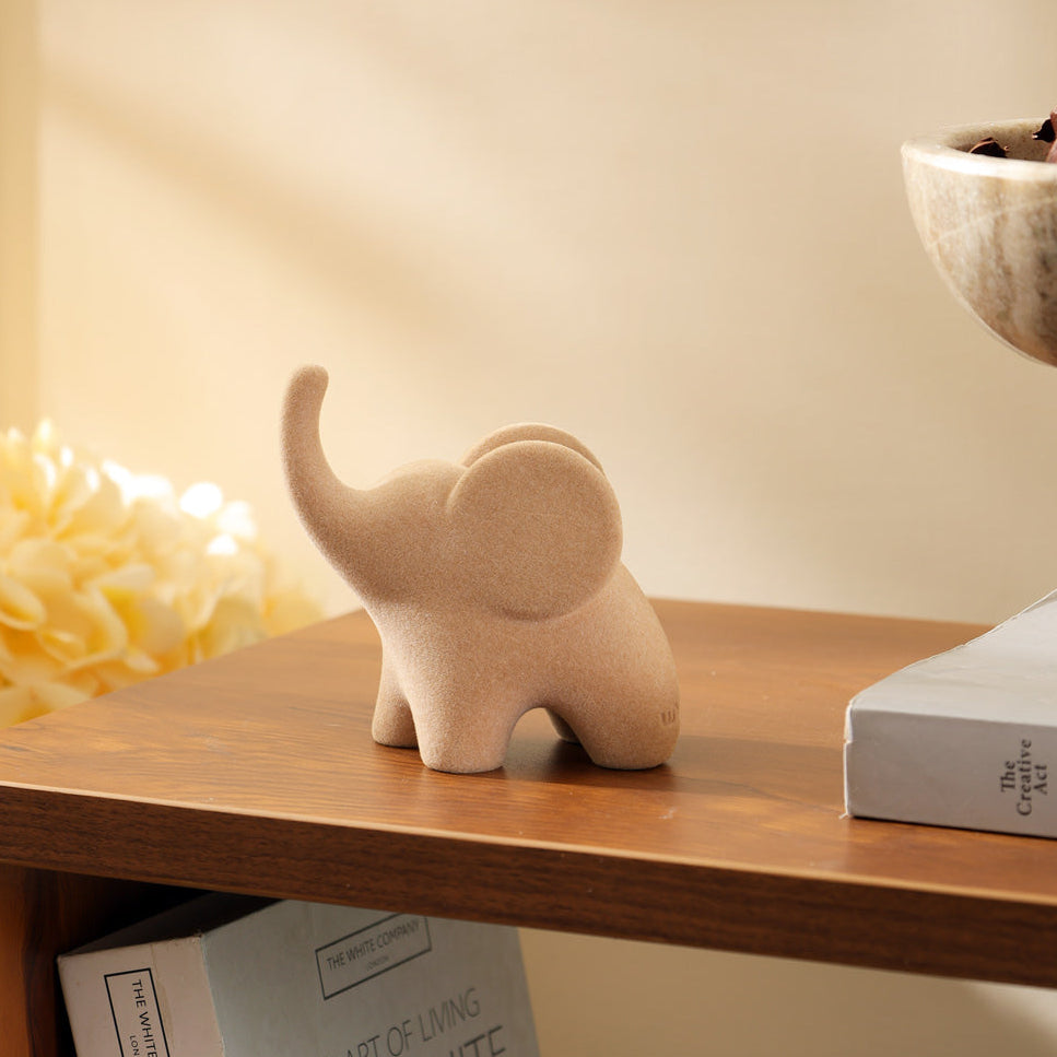 Luna Elephant Decorative Sculpture Mini - Felted Tan