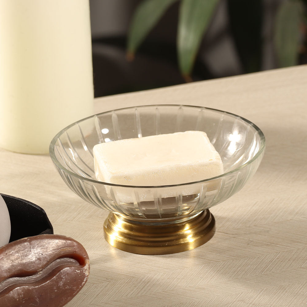 Luna Glass Soap Dish - Clear Gold