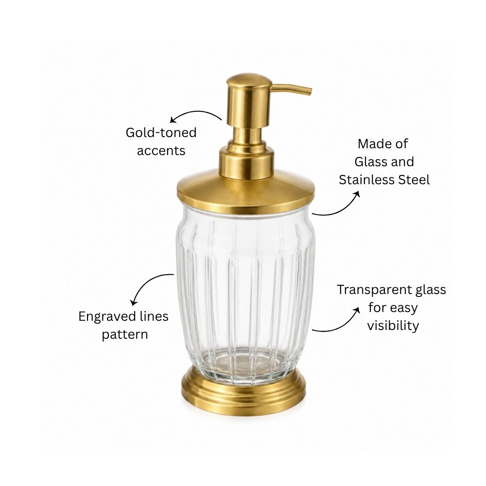 Luna Glass Soap Dispenser - Clear Gold