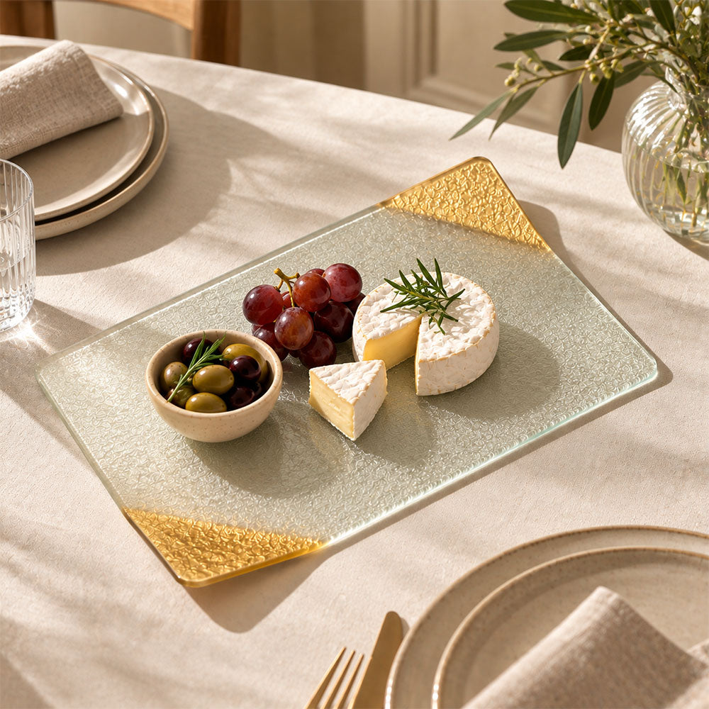 Luxatio Serving Platter Large - Clear Gold