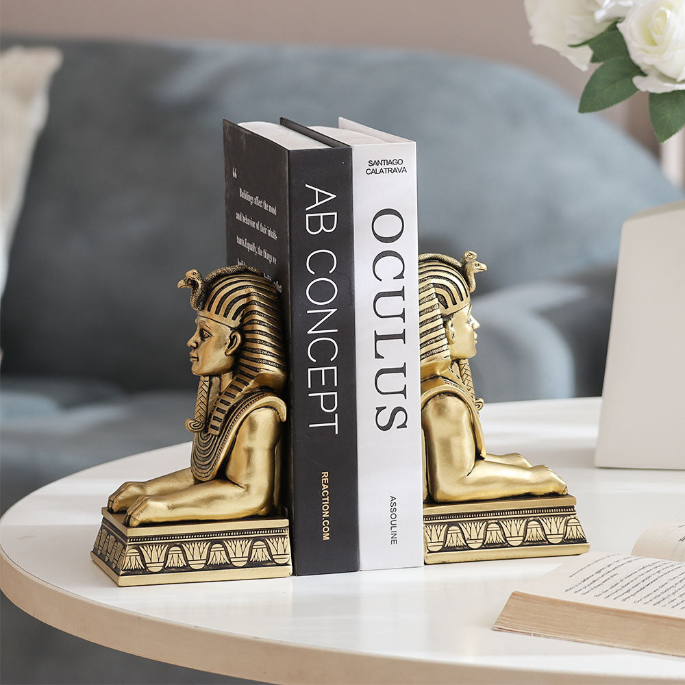 Luxor Sculpted Bookends, Set of 2 - Champagne Gold