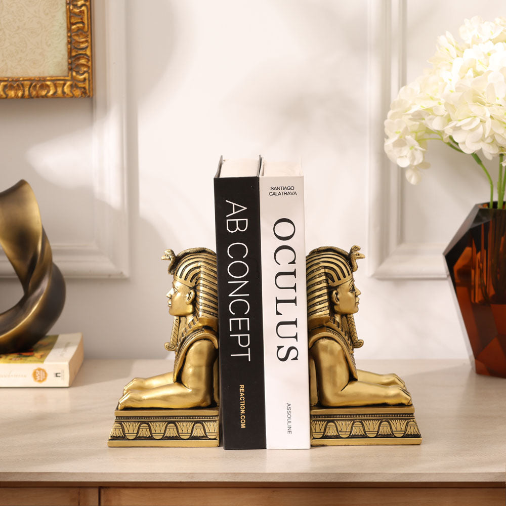 Luxor Sculpted Bookends, Set of 2 - Champagne Gold