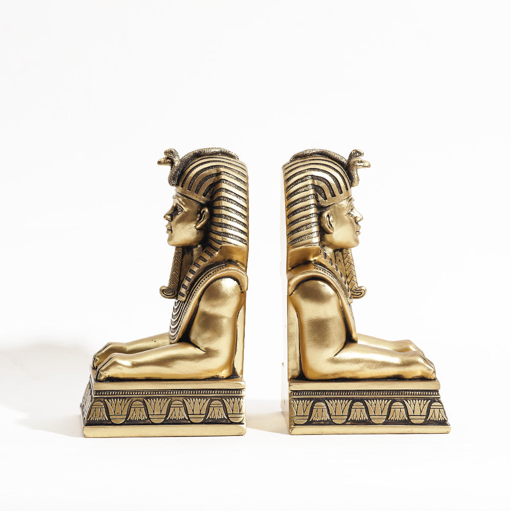 Luxor Sculpted Bookends, Set of 2 - Champagne Gold