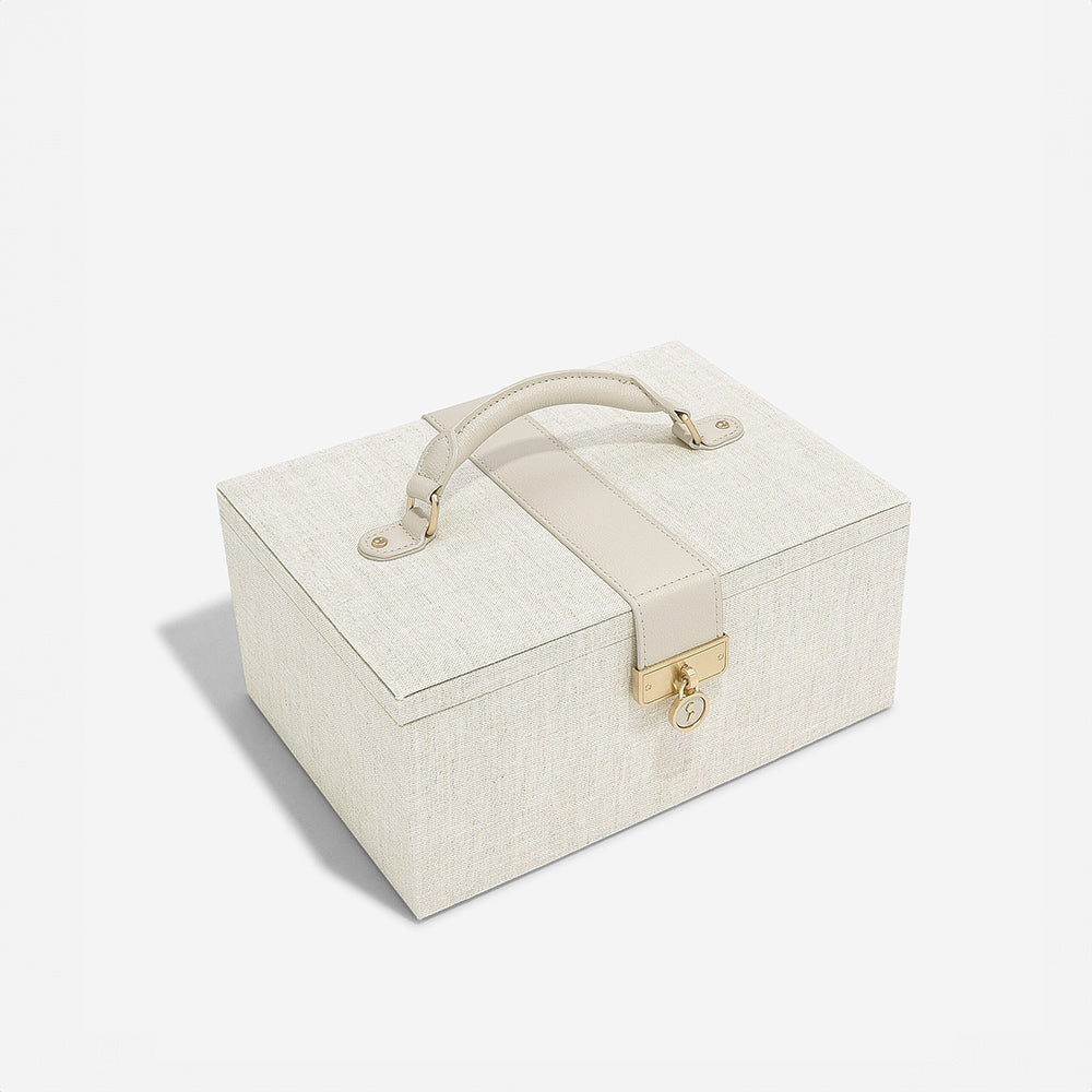 Luxury Classic Jewellery Box - Linen & Oatmeal