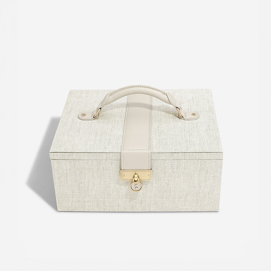 Luxury Classic Jewellery Box - Linen & Oatmeal