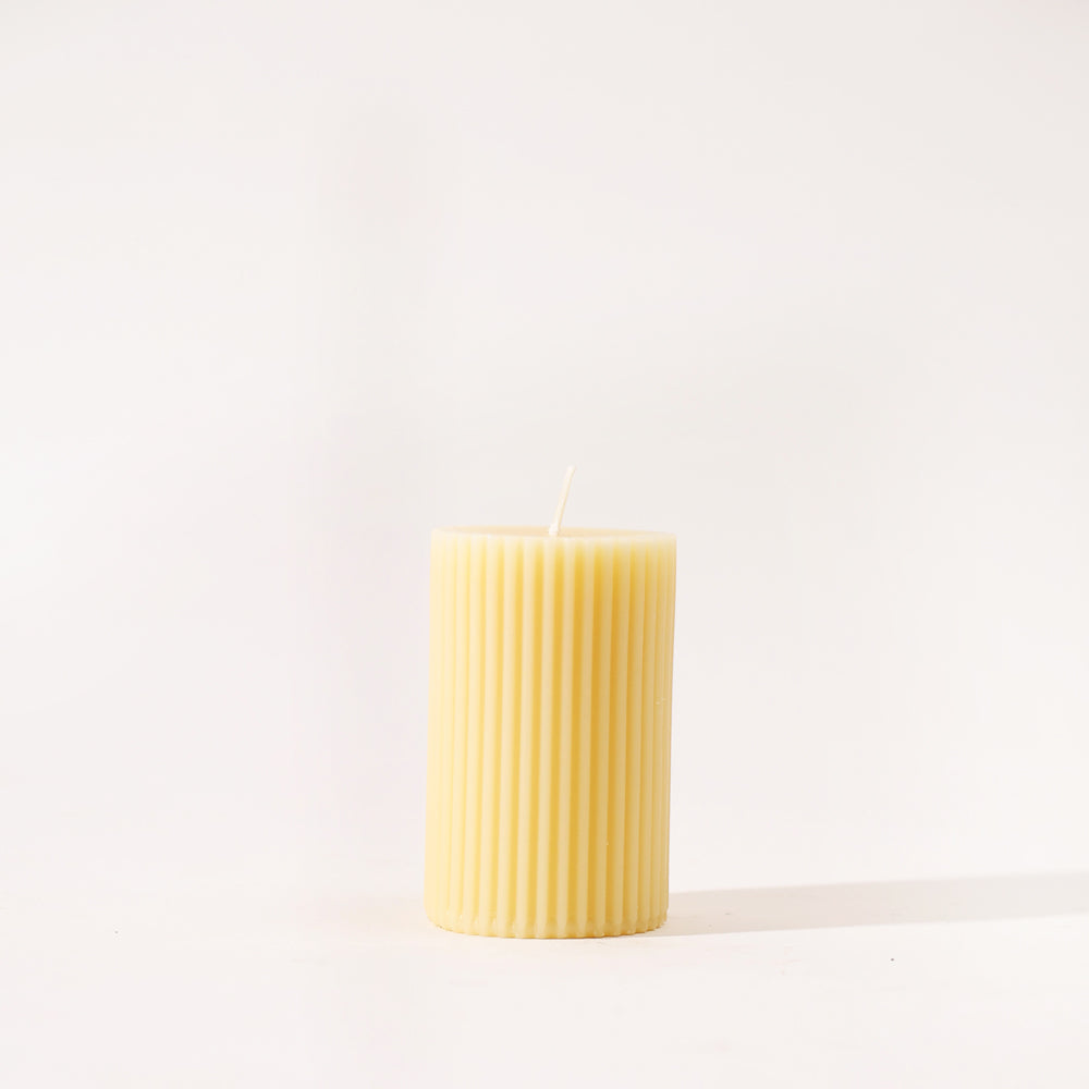 Fluted Column Candle Small - Cream