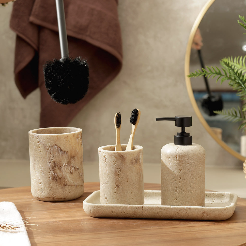 Lyla 4-piece Bathroom Set - Marbled Sandstone
