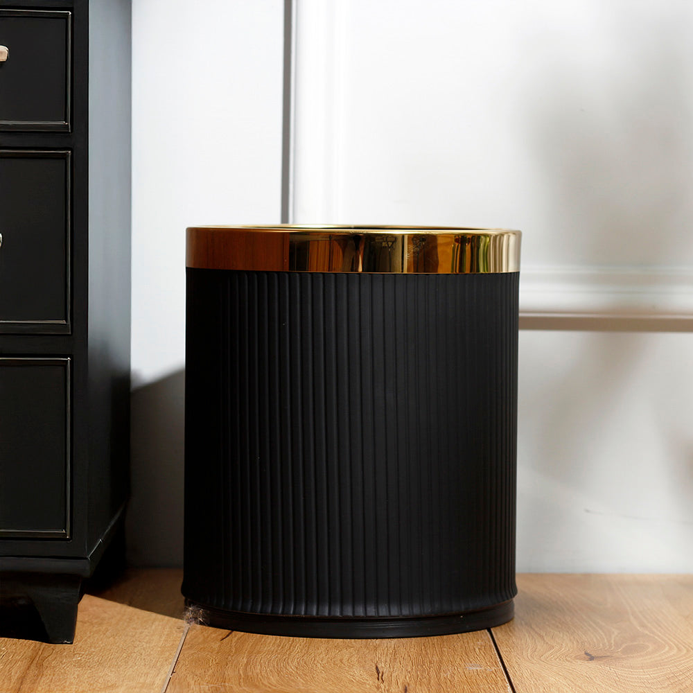 Columns Waste Bin - Black & Gold