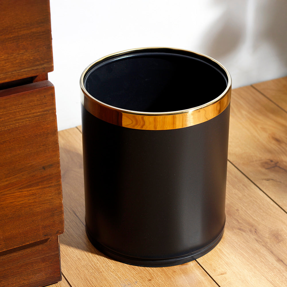 Bare Waste Bin - Black & Gold