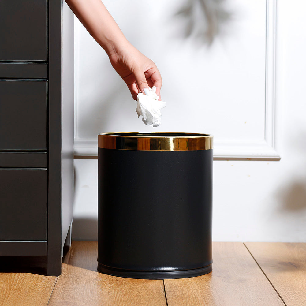Bare Waste Bin - Black & Gold
