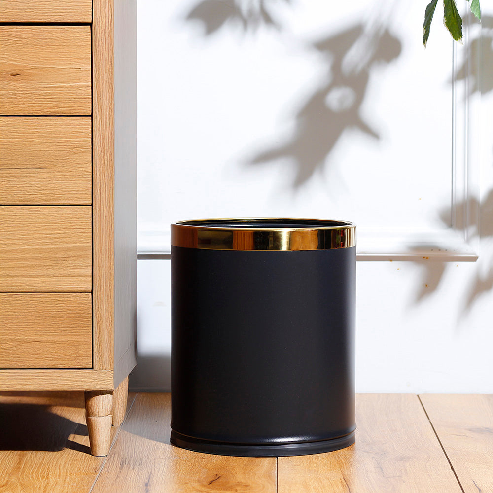 Bare Waste Bin - Black & Gold