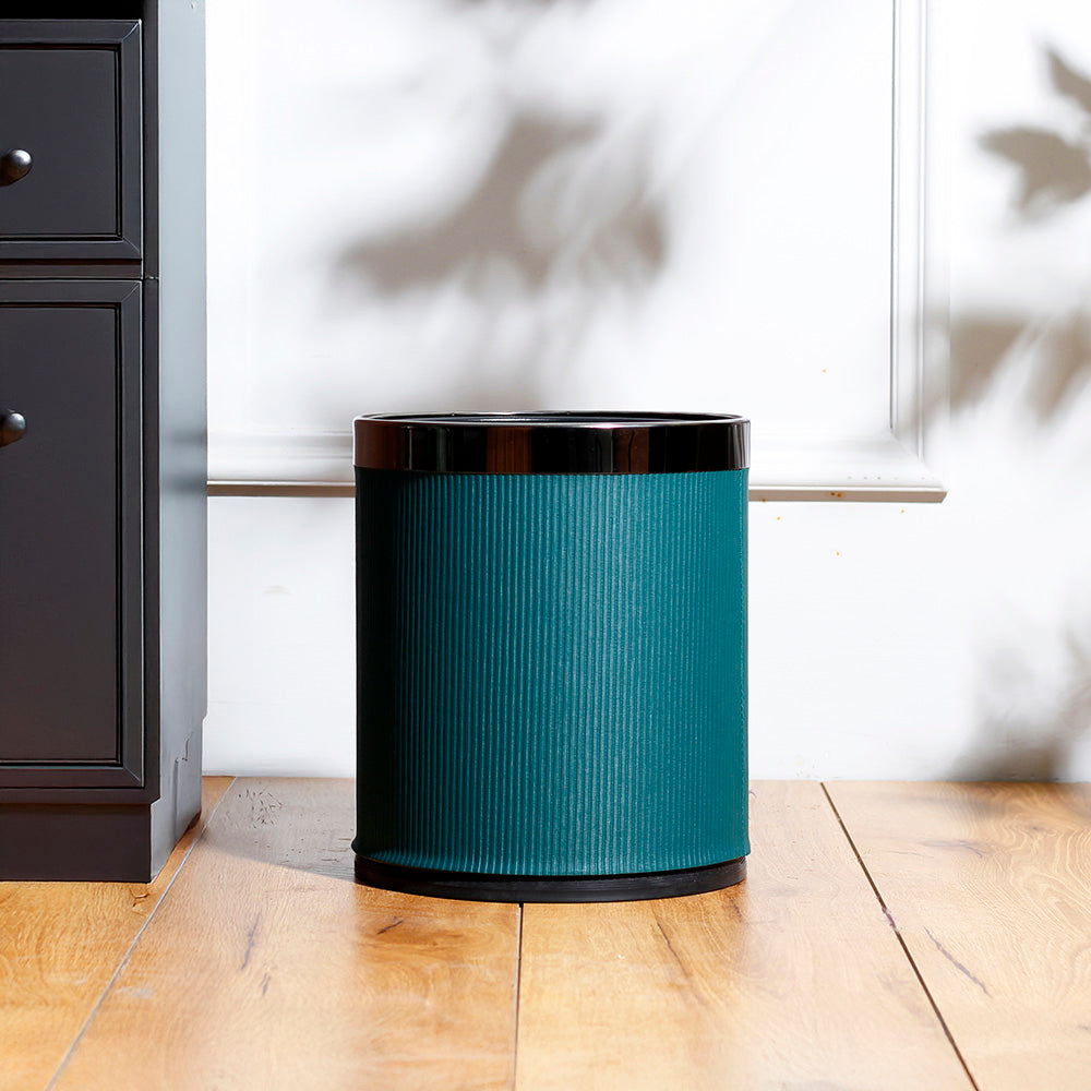 Stripes Waste Bin - Teal & Dark Steel