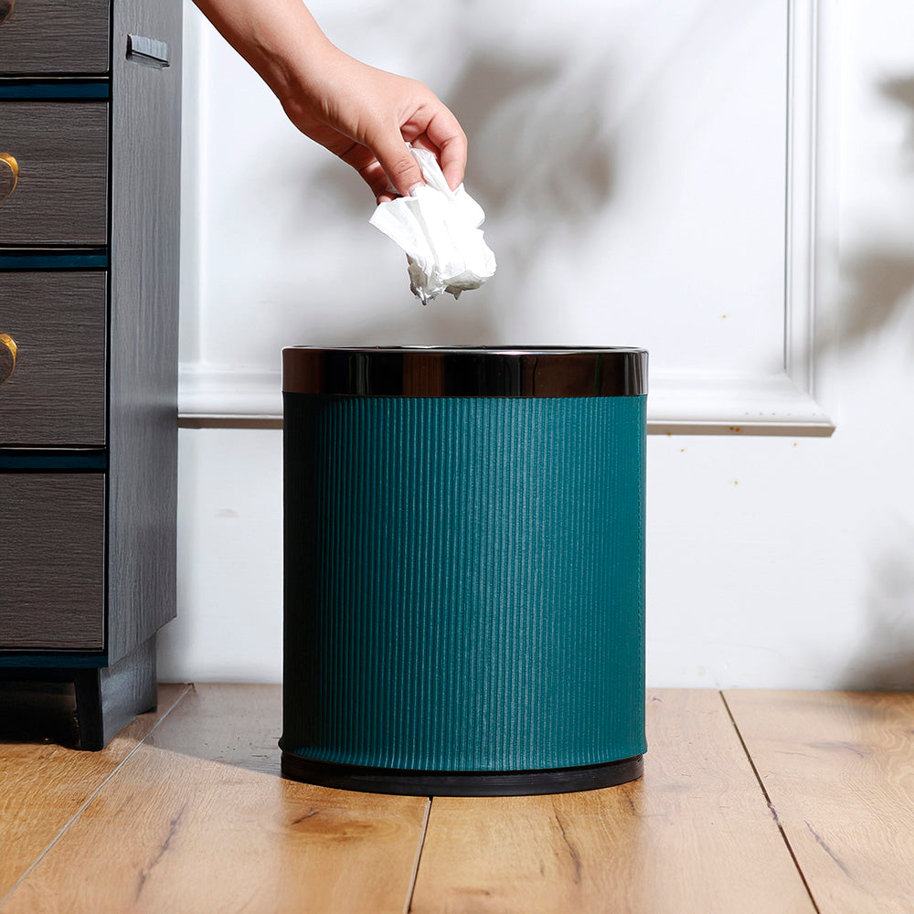 Stripes Waste Bin - Teal & Dark Steel