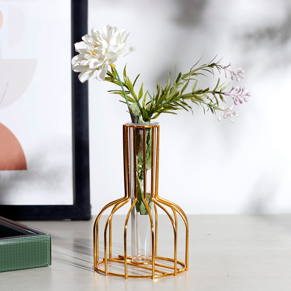 Bud Metal Test Tube Vase Small - Gold