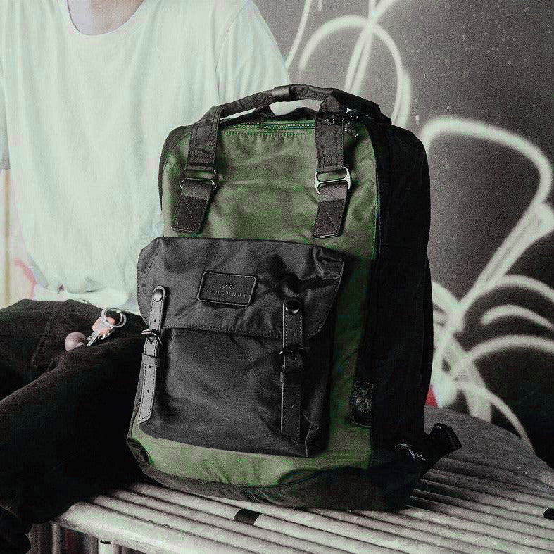 Macaroon Go Wild Series Large Backpack - Black & Army