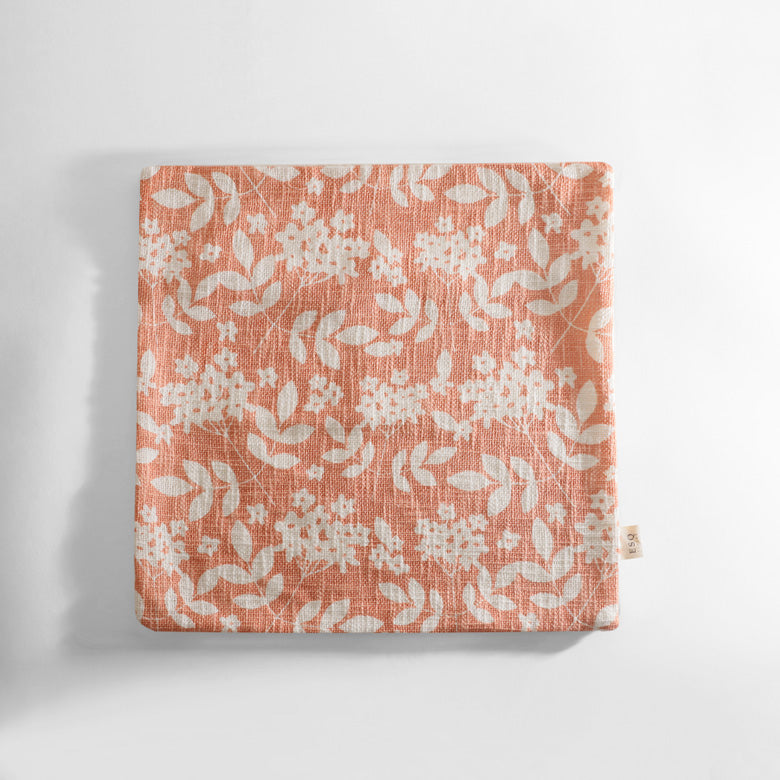 Magnolia Printed Cotton Cushion Cover - Peach White