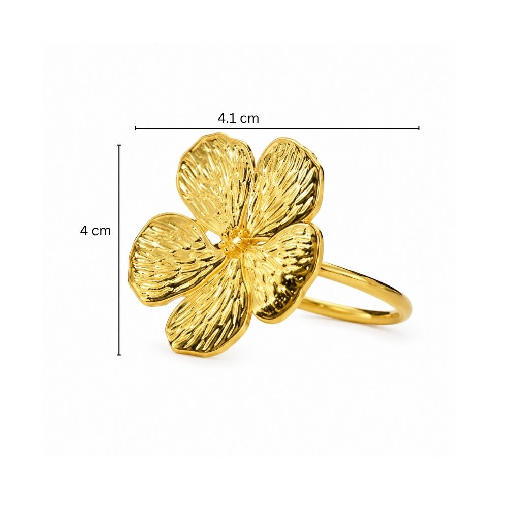 Magnolia Napkin Rings, Set of 6 - Gold