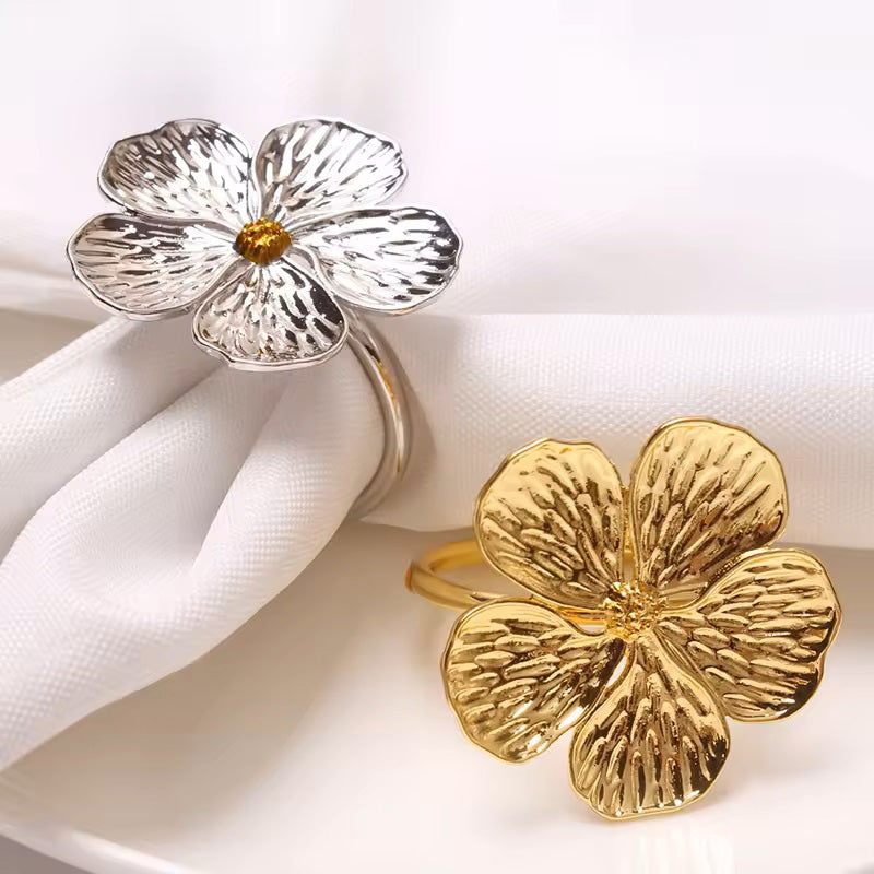 Magnolia Napkin Rings, Set of 6 - Gold