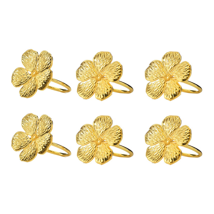 Magnolia Napkin Rings, Set of 6 - Gold