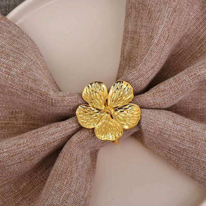 Magnolia Napkin Rings, Set of 6 - Gold