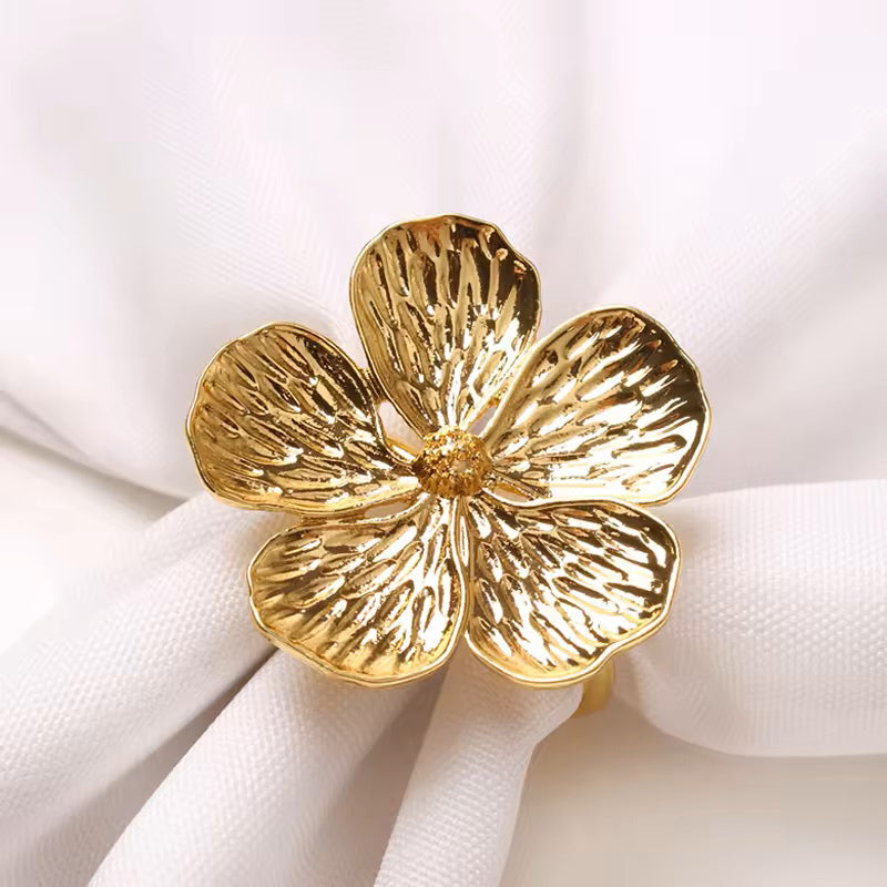 Magnolia Napkin Rings, Set of 6 - Gold