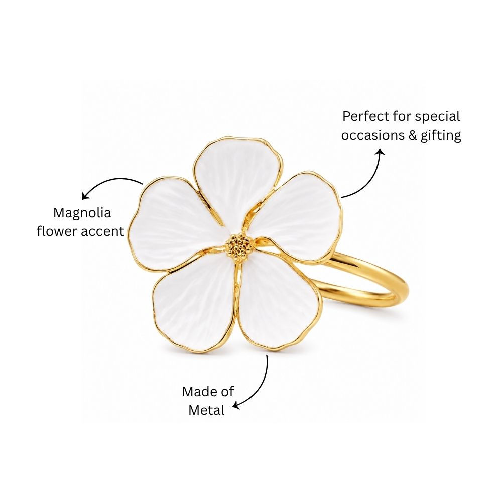 Magnolia Napkin Rings, Set of 6 - White