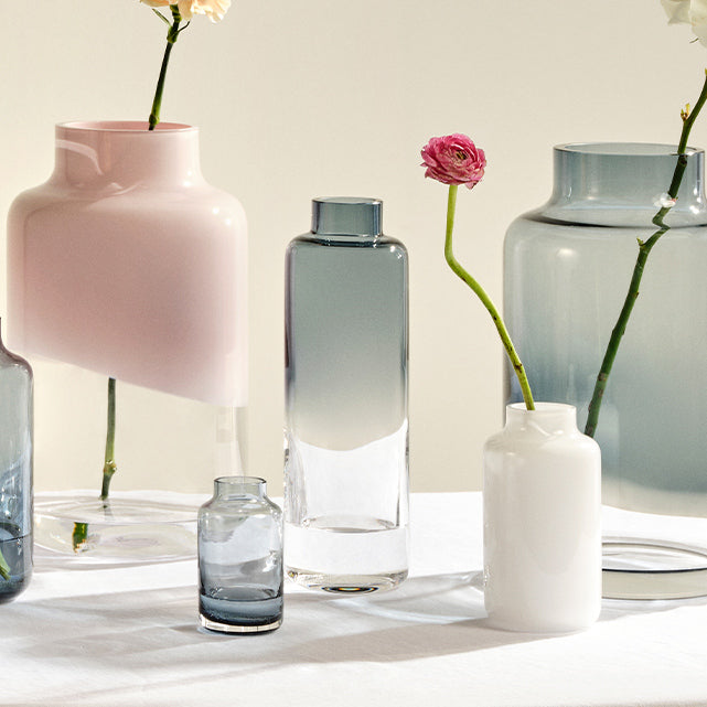 Magnolia Slim Glass Vase - Steel Blue