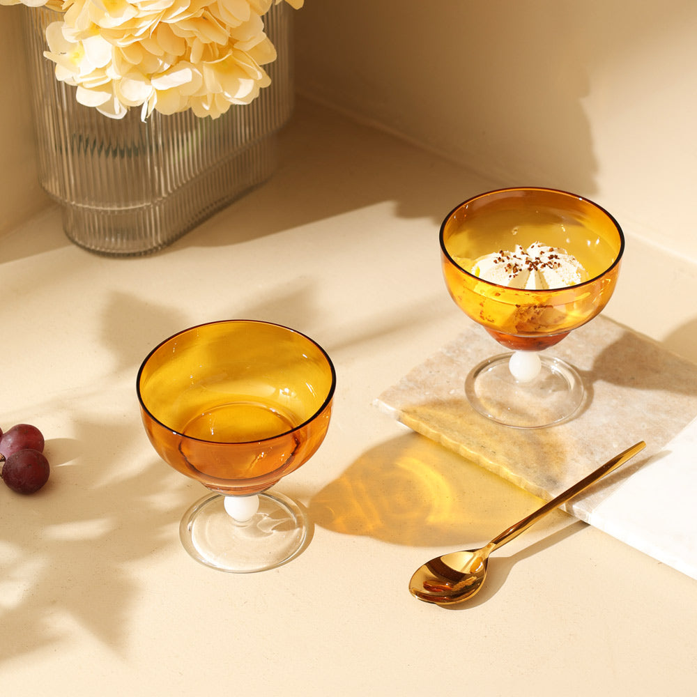 Haven Glass Dessert Cups, Set of 2 - Amber