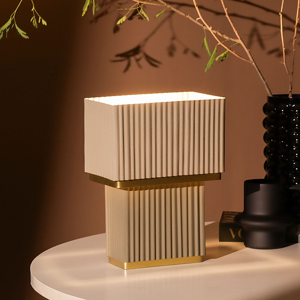 Mundo Cuboid Table Lamp Medium - Taupe Gold