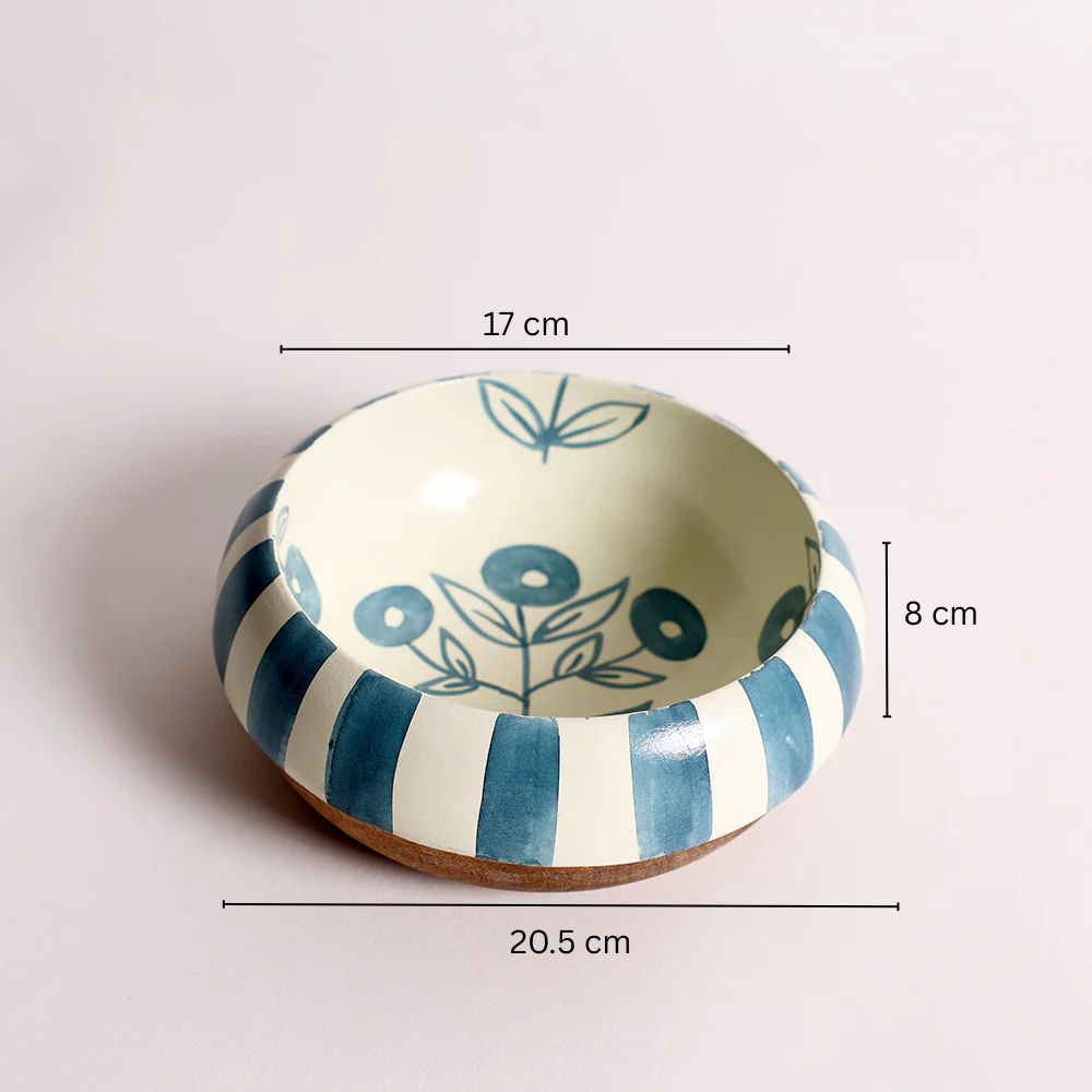Malta Wooden Serving Bowl Medium - Teal Sage