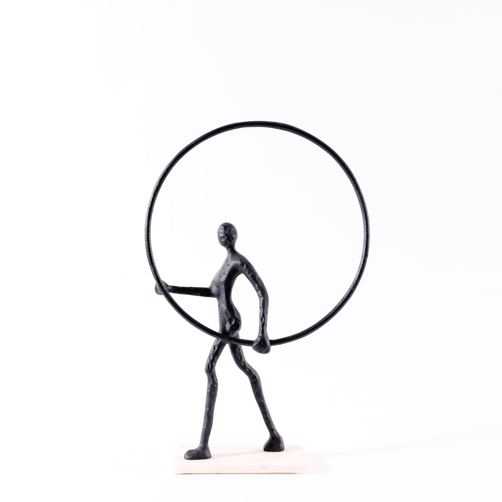 Man Walking with Ring Sculpture - Black
