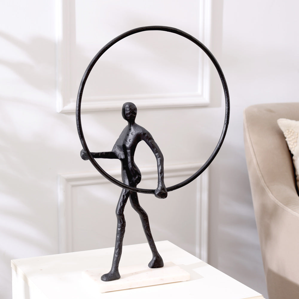Man Walking with Ring Sculpture - Black