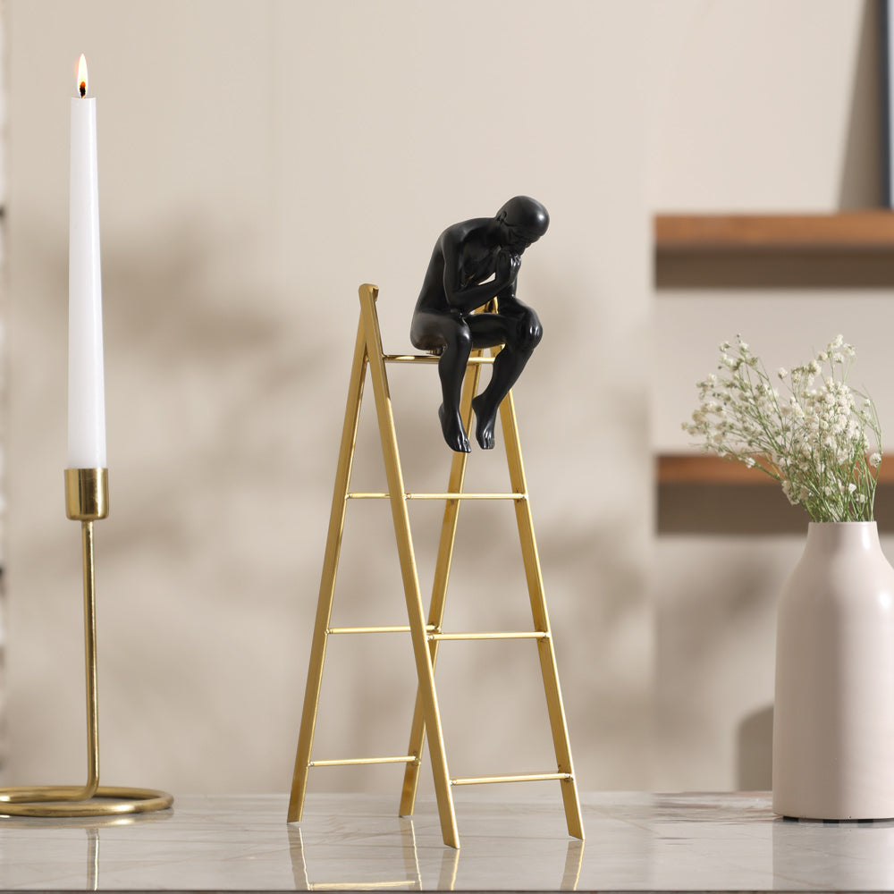 Man on Ladder Decorative Accent - Black & Gold
