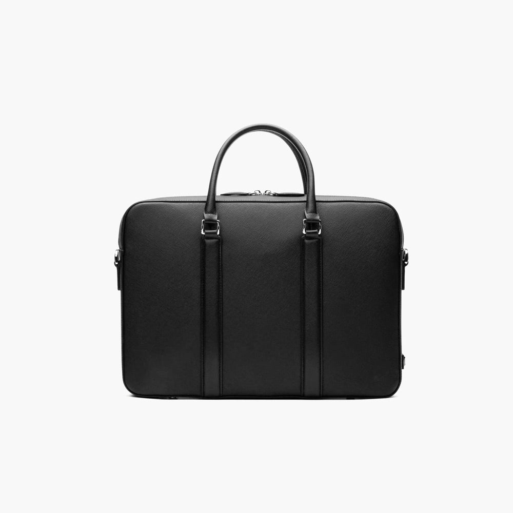 Manhattan Leather Briefcase - Black & Racing Red