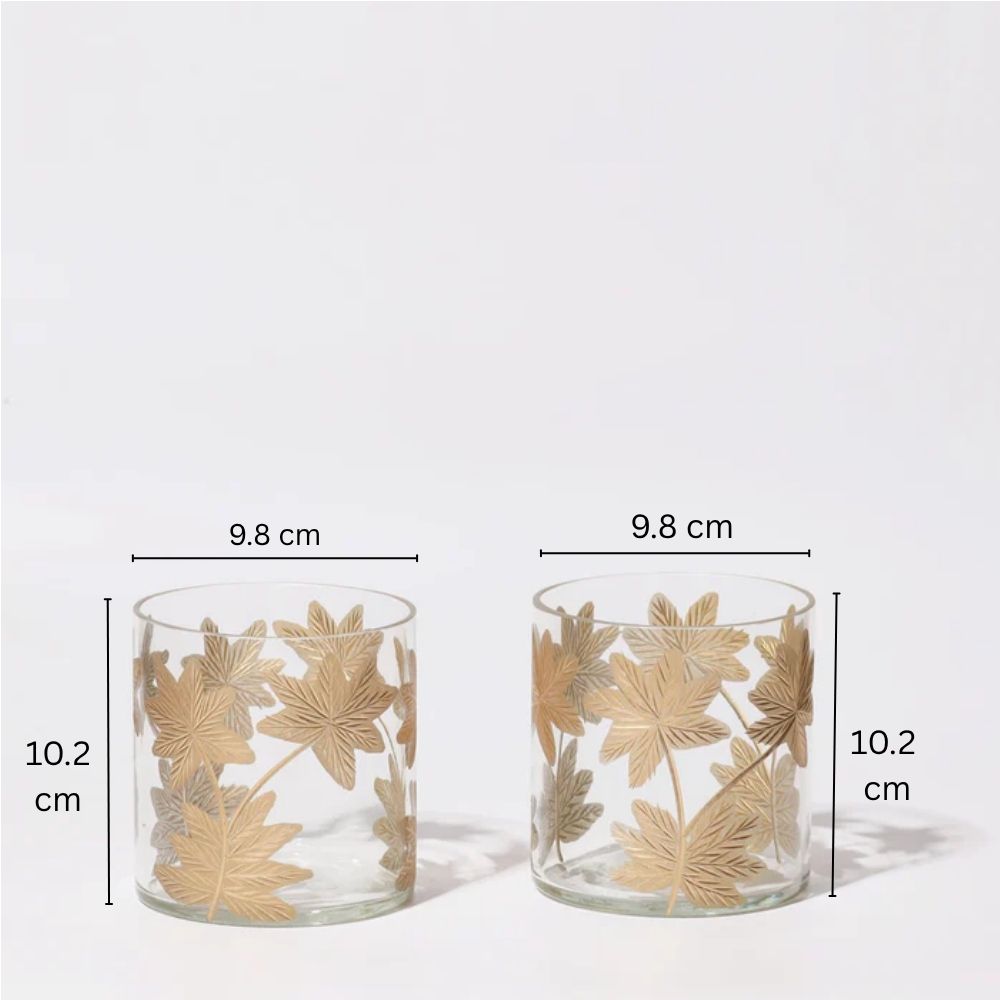 Maple Glass Hurricane 2-Piece Gift Set - Brass