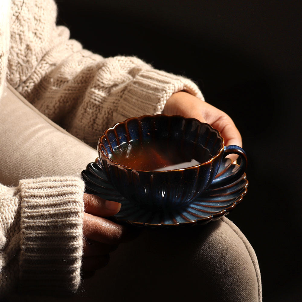 Mara Cup and Saucer Set - Teal Blue