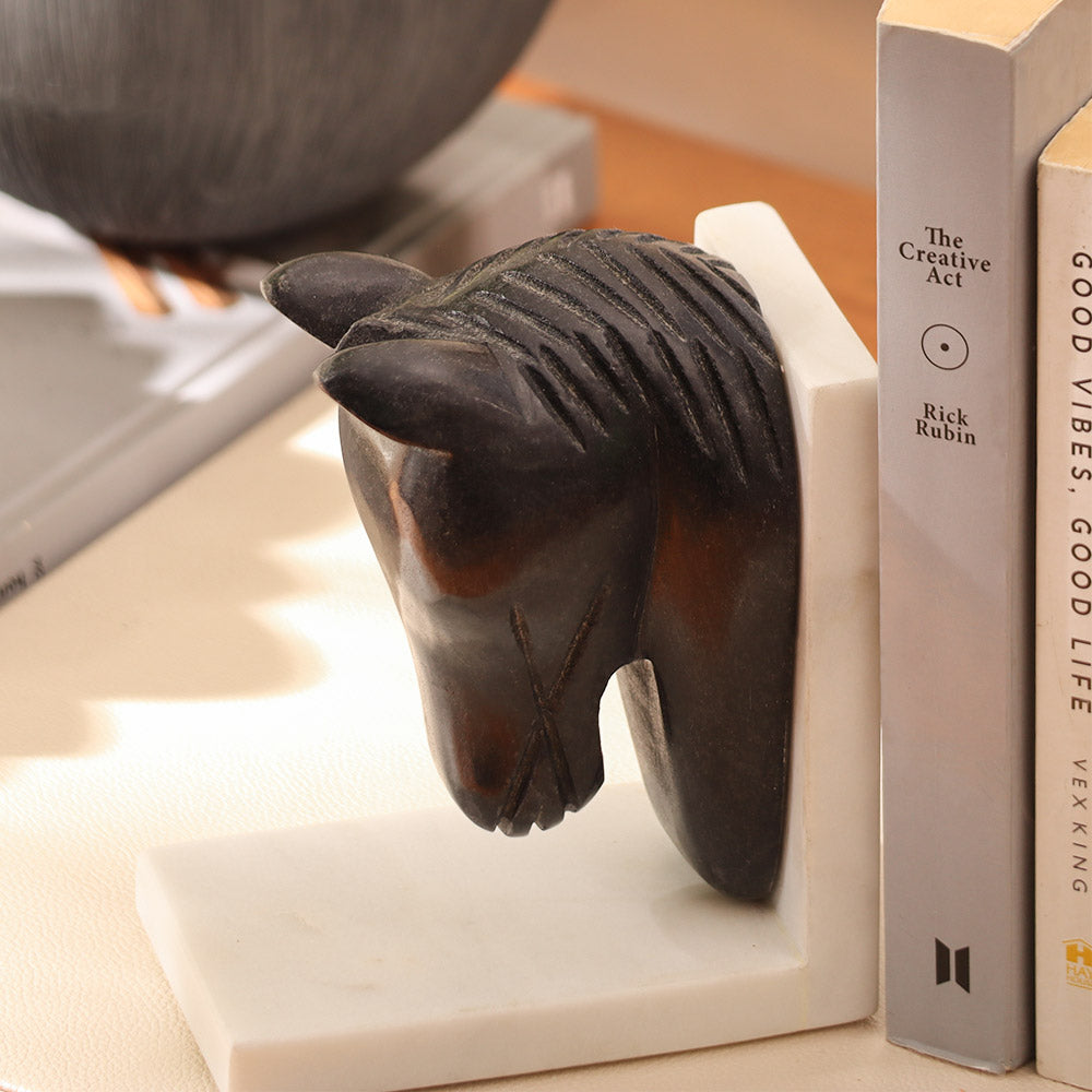 Mare Marble Bookends, Set of 2 - Black White