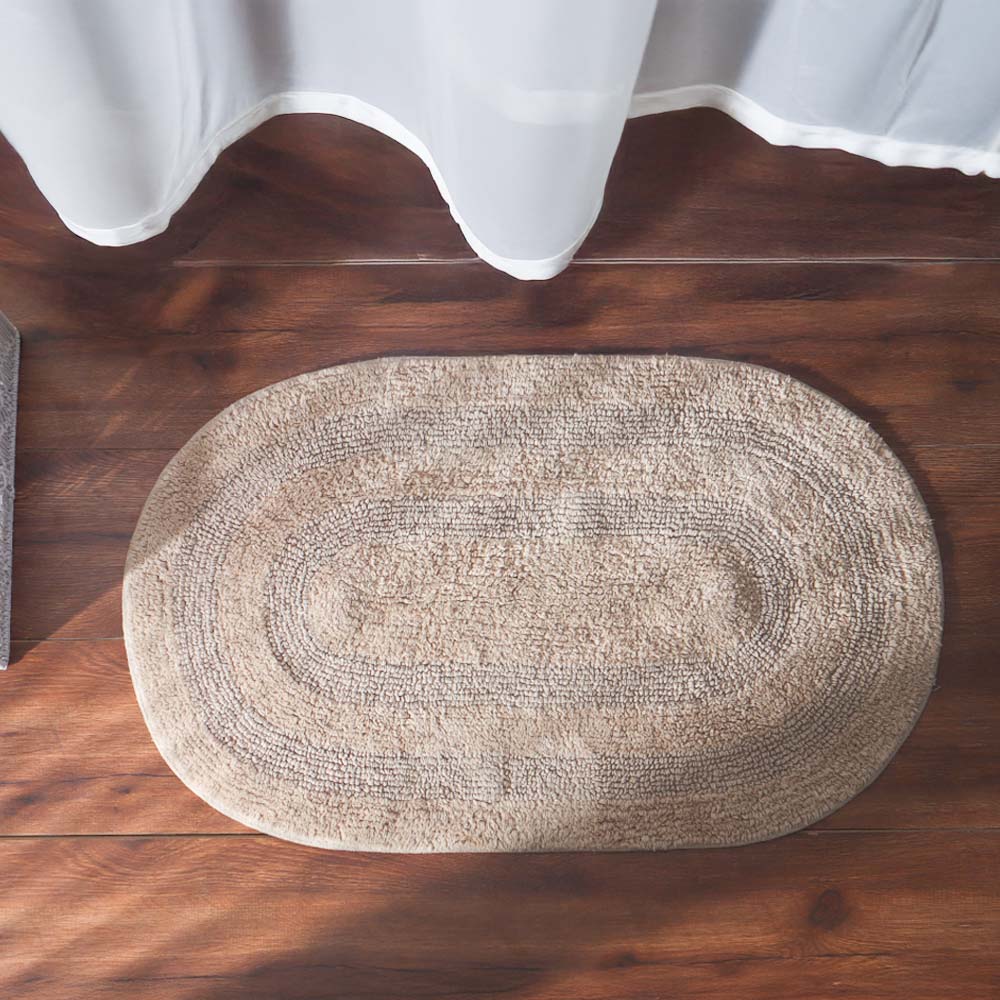Mari Oval Loop-Tufted Bathmat - Beige