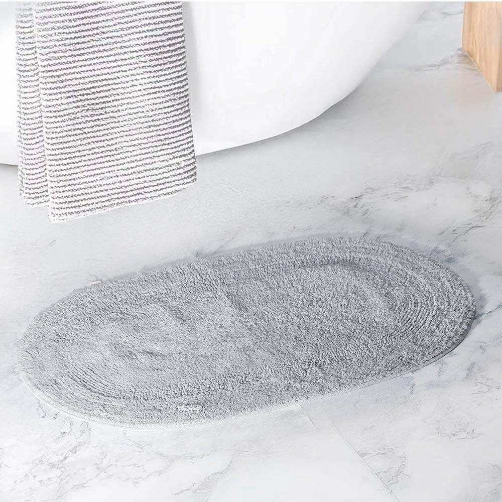Mari Oval Loop-Tufted Bathmat - Pebble Grey