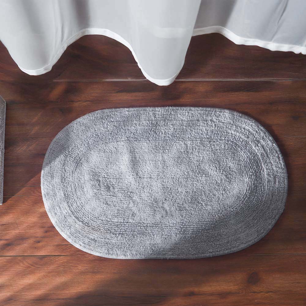 Mari Oval Loop-Tufted Bathmat - Pebble Grey