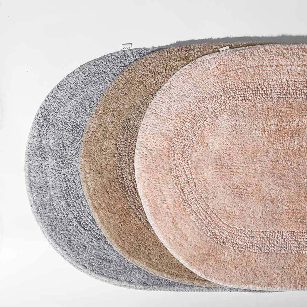Mari Oval Loop-Tufted Bathmat - Pebble Grey