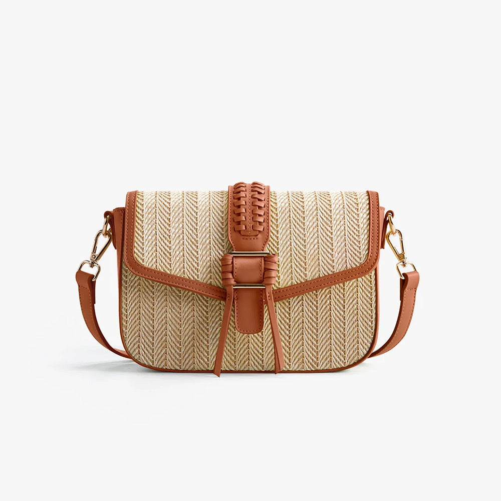 Marina Raffia Crossbody Bag - Tan