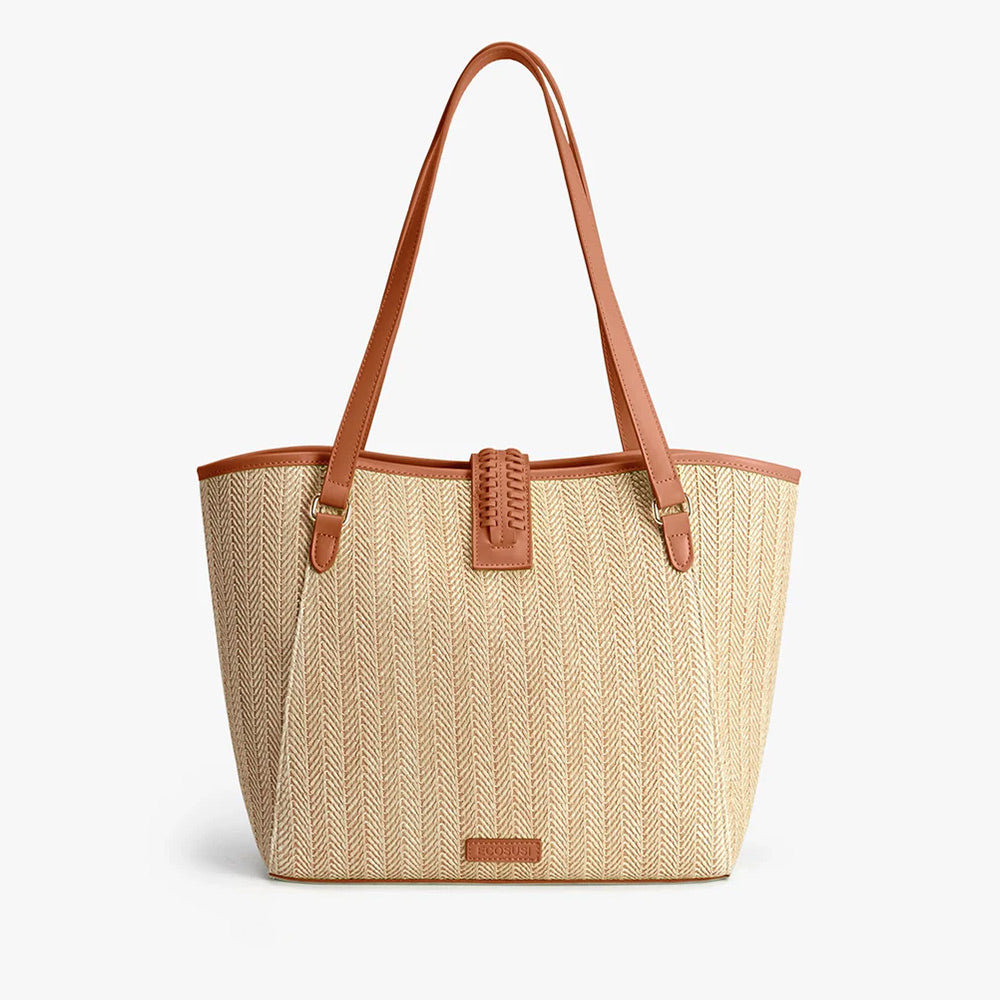 Marina Raffia Tote Bag - Tan
